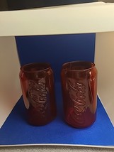 Set Of 2 Red Flashed Glass Coca Cola Soda Pop 5&quot; Juice Glass - $18.69