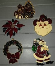 Lot of 5 Stained Glass Christmas Ornament Wall Decor Sun Catcher Cowboy Santa - £23.92 GBP
