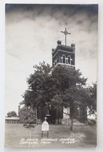 Vtg RPPC St. Ann&#39;s Catholic Church Cadillac, Michigan S-1344 1954 - $20.00