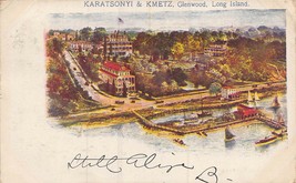 Glenwood Long Island Ny~Karatsonyi &amp; Kmetz HOTEL~1905 Birds Eye View Postcard - £9.36 GBP