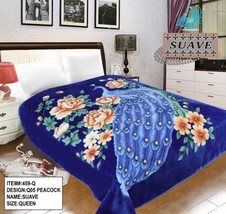 Peacocks Blue Color Suave Plush Blanket Softy And Warm Queen Size - £51.71 GBP