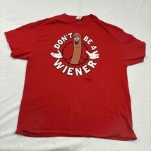 Don&#39;t Be a Wiener Graphic Print T-Shirt Red Short Sleeves Round Neck XL - £11.87 GBP