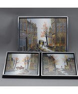 L. Ryan Signed French Realism Street Scene Trio Canvas Wall Art - $166.24 CAD