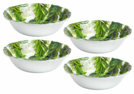 Tropical Palm Leaf Heavyweight Melamine Plates Sets of 4 Cereal Salad Bo... - $39.17