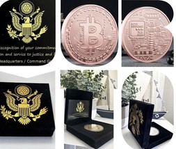 Copper Bitcoin Coin Bit Commemorative Blockchain BTC Collectors Gold USA - £15.99 GBP