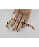 Gold Link with Multi Color Gemstone Vintage Bracelet - $612.34 MXN
