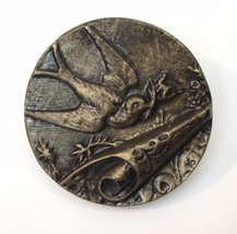 Vintage Medallion Bird Tac Pin Victorian Style Large Round 1.25&quot; Resin - $15.00