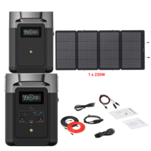 EcoFlow DELTA 2 + Solar P 220W Portable 1 Panel 2048Wh (1 DELTA 2 Extra Battery) - £1,215.28 GBP