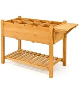 Elevated Planter Box Kit with 8 Grids and Folding Tabletop - Color: Natural - £120.35 GBP