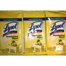 Lysol Disinfecting Wipes - Travel Pack - Lemon Scent 15 Wipes 3-Pack - £14.15 GBP