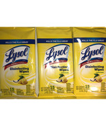 Lysol Disinfecting Wipes - Travel Pack - Lemon Scent 15 Wipes 3-Pack - £13.99 GBP