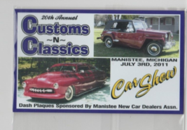 Manistee, Michigan Car Club Show Dash Plaque 2011. - £3.82 GBP