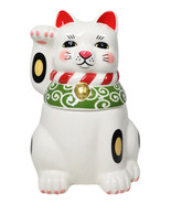Japanese Maneki Neko Lucky Fortune Charm Cat Ceramic Cookie Jar Figurine - $50.37 CAD