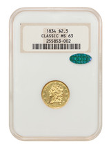 1834 $2.50 NGC/CAC MS63 (Classic Head, OH) - £9,754.74 GBP