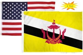 2x3 2x3 Wholesale Set (2 Pack) USA American Brunei Country Flag Banner BEST Gar - £7.66 GBP