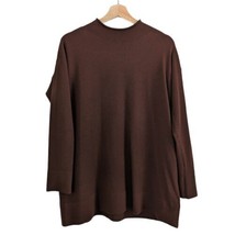 Eileen Fisher Luxe Merino Wool Tunic Sweater Funnel Neck, Brownstone, Size XS - £79.61 GBP