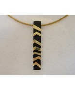 Black Resin Gold Pendant Slide Contemporary Handcrafted Necklace Artist ... - £87.91 GBP