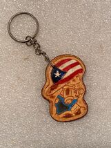 1.75" Small Wooden Puerto Rico Keyring Child In Hat *Pre-Owned* DTB - $10.99