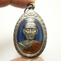 Lp Toh Blue Coin Thai Buddha Amulet Pendant Bless Great Fortune Yant Of Success - £27.97 GBP