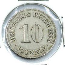 1906 D German Empire 10 Pfennig Coin - €2,58 EUR