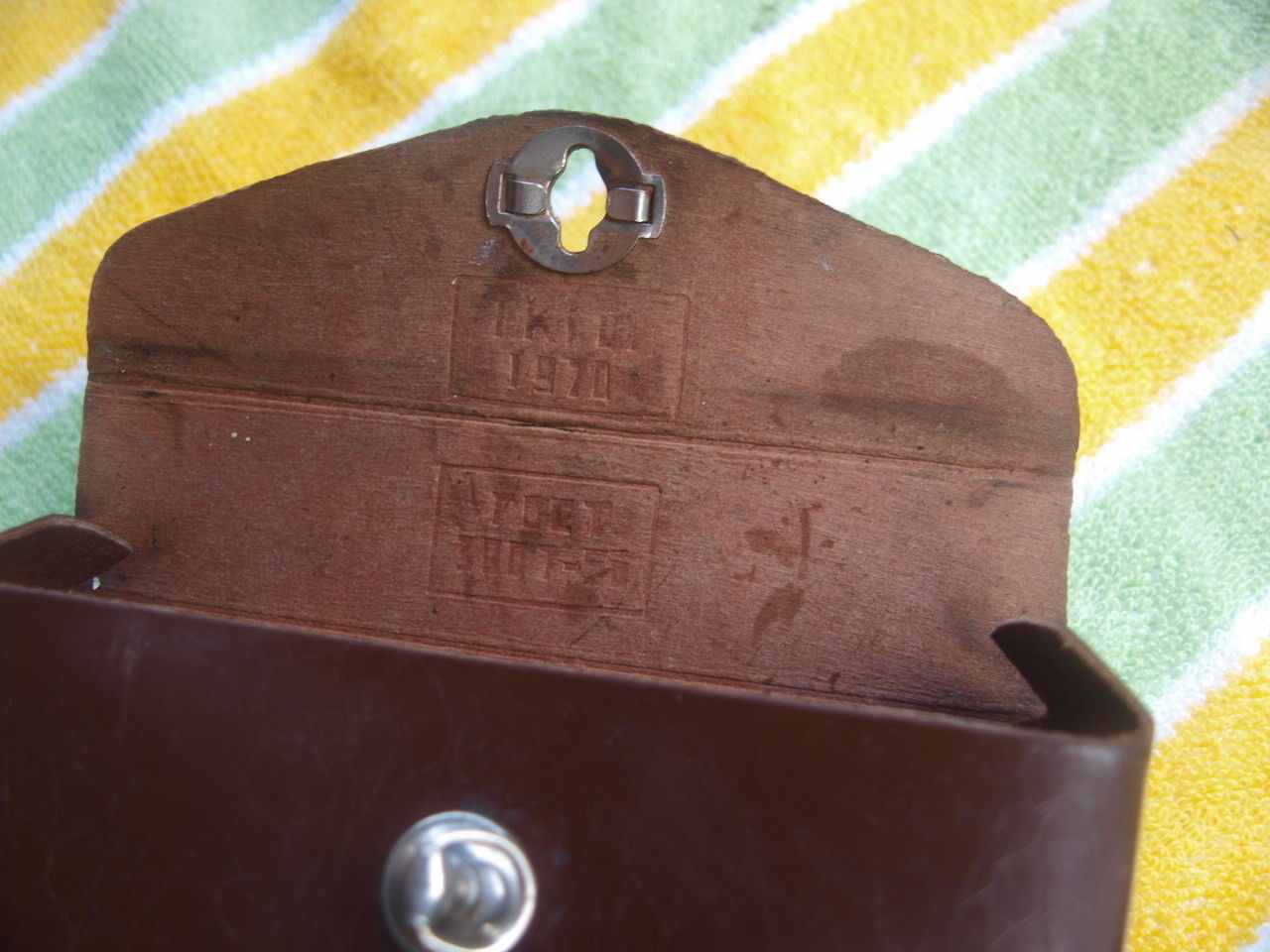 VINTAGE SOVIET RUSSIAN USSR BIKE BICYCLE WRENCH TOOL BOX BAG BROWN 1970 - $12.86