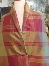 BP26 3yd Italy Silk Taffeta Dk Red Gld Multi Plaid Designer Fabric DRESS/HOME - £47.18 GBP