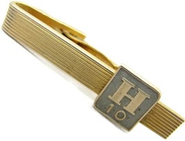 1 5/8&quot; 10 Year &quot;H&quot; Service Award 10K Emblem 1/20 12Kt Gold Filled Tie Clip Vtg - £116.49 GBP