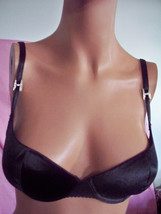 34C Satin Black Mesh Trim Bling Victorias Secret Demi lgt lined Underwire Bra - £18.68 GBP