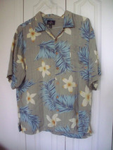XL Mens Bermuda Bay Green Floral Authentic Island Style Silk Button Down Shirt - £10.26 GBP