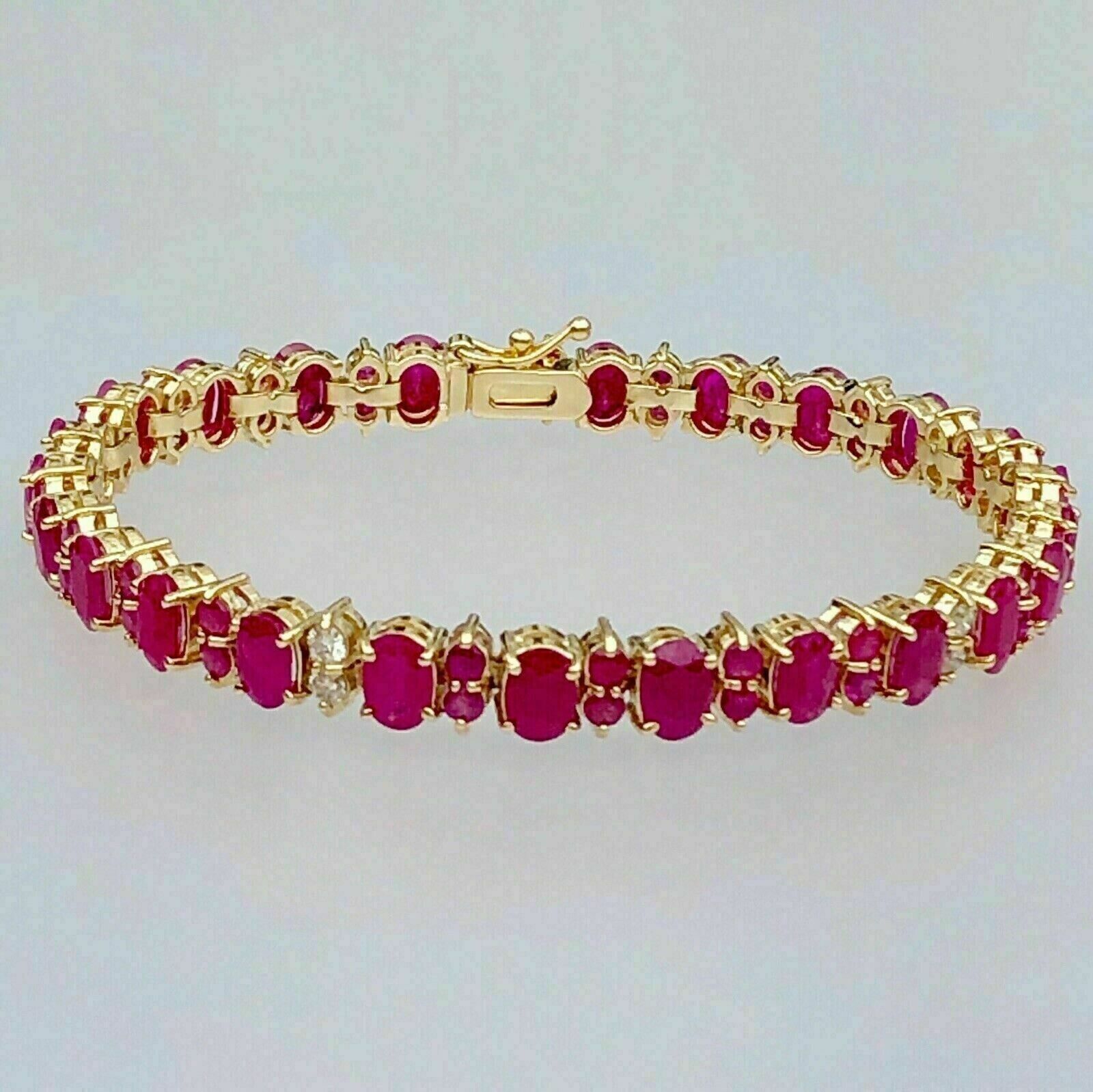 14.5CtOval CZ Brazalete de Rubí Rosa Línea de Tenis Redondo Chapado en Oro... Item image 5