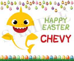 Baby Shark Easter Basket Sticker, Personalized Baby Shark Easter Label - $2.92+