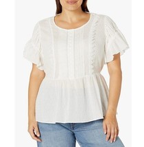 City Chic Womens XS 14 Ivory Tie Back Waist Embroidered Top NWT AK49 - £27.02 GBP