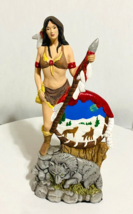 Rare Ceramic Native American &quot;Woman Hunting With Wolf&quot;, Hand Painted Statue. - £28.78 GBP