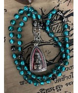 Mercury Bronze Phra Upakut Silver Case Sterling Fluorite Swastika Mala N... - $789.90