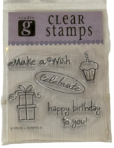 Studio G Clear Stamps Set Happy Birthday to You Make a Wish Cupcake Set of 5 - $4.99