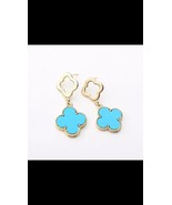 Gold Plated Turquoise Quatrefoil Earrings - $55.00