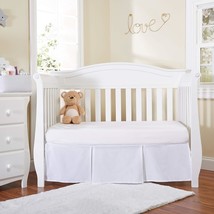 White Pleated Crib Skirt; 100% Natural Cotton Nursery Crib Bedding Skirt... - $27.99
