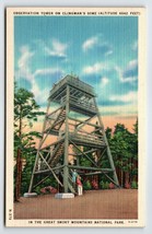 Observation Tower On Clingman&#39;s Dome Great Smoky Mountains NC Linen Postcard - £8.67 GBP