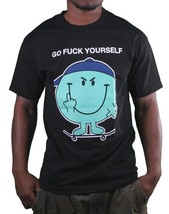 In4mation Fu$k Yourself Flipping Middle Finger Skateboard Men&#39;s Black T-Shirt NW - £26.59 GBP