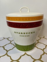 Starbucks 2005 Cookie Jar Coffee Canister Ceramic Red Green Gold 7” - £18.34 GBP