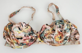 Vintage Olga Stretch Second Skin Satin Shiny Floral Bra 36B Unlined Unde... - $34.64