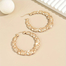 Elegant Vintage 18K GoldPlated Hoop Earrings with Embossed Design - $23.21