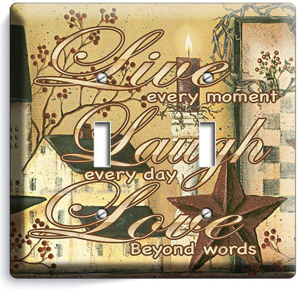 LIVE LAUGH LOVE DOUBLE LIGHT SWITCH WALL PLATE COUNTRY DECOR LIVING ROOM BEDROOM