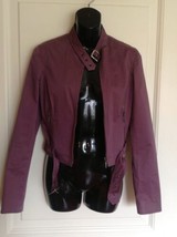  Philosophy di Alberta Ferretti Plum Cotton Blend Motorcycle  Jacket Sz ... - £139.16 GBP