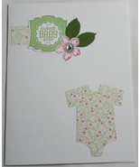 Stampin Up! Handmade card Cutest Baby Ever Bodysuit Green Pink White w/e... - £4.89 GBP