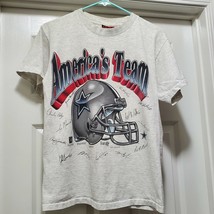 Vintage 1995 Dallas Cowboys America&#39;s Team Graphic Helmet T-Shirt Gray M... - $64.30