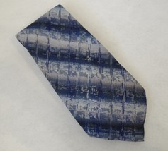 Stafford Neck Tie 100% Silk Hand Made Mens Neckwear Blue Geometric Stripe - £17.52 GBP