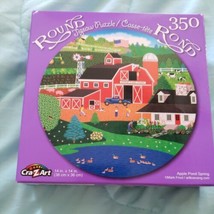 Jigsaw Puzzle 14&quot; Round 350 Pieces Apple Pond Farm In Spring CraZart - $9.89