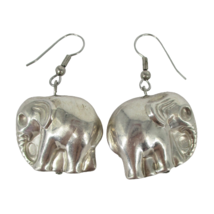 Large Elephant Earrings Puffy Sterling Silver 925 Dangle Hook Womens Jew... - £36.59 GBP
