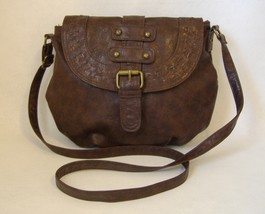 Brown Faux Leather Hobo Purse Studs Buckle Adjustable Shoulder Bag Handbag Tote  - £22.38 GBP